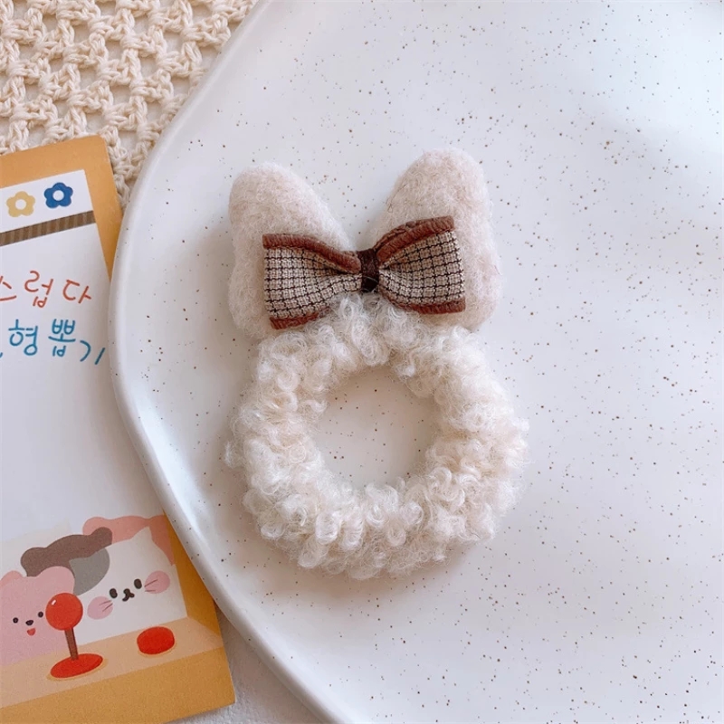 2022 Autumn and Winter New Sweet Girl Sweet Plush Bowknot Rubber Band Hair Rep Headwear Fashion Children's Hair Accessories