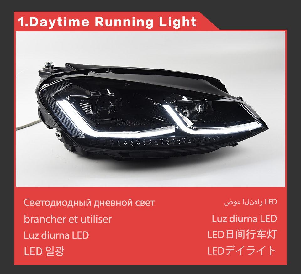 Far￳is de carro LED LUZES DIA DIA DIA DￍVIL DￍNICIA INDICADOR DO SINAL DE TURNA PARA GOLF 7 MK7 GTI PARTE AUTO