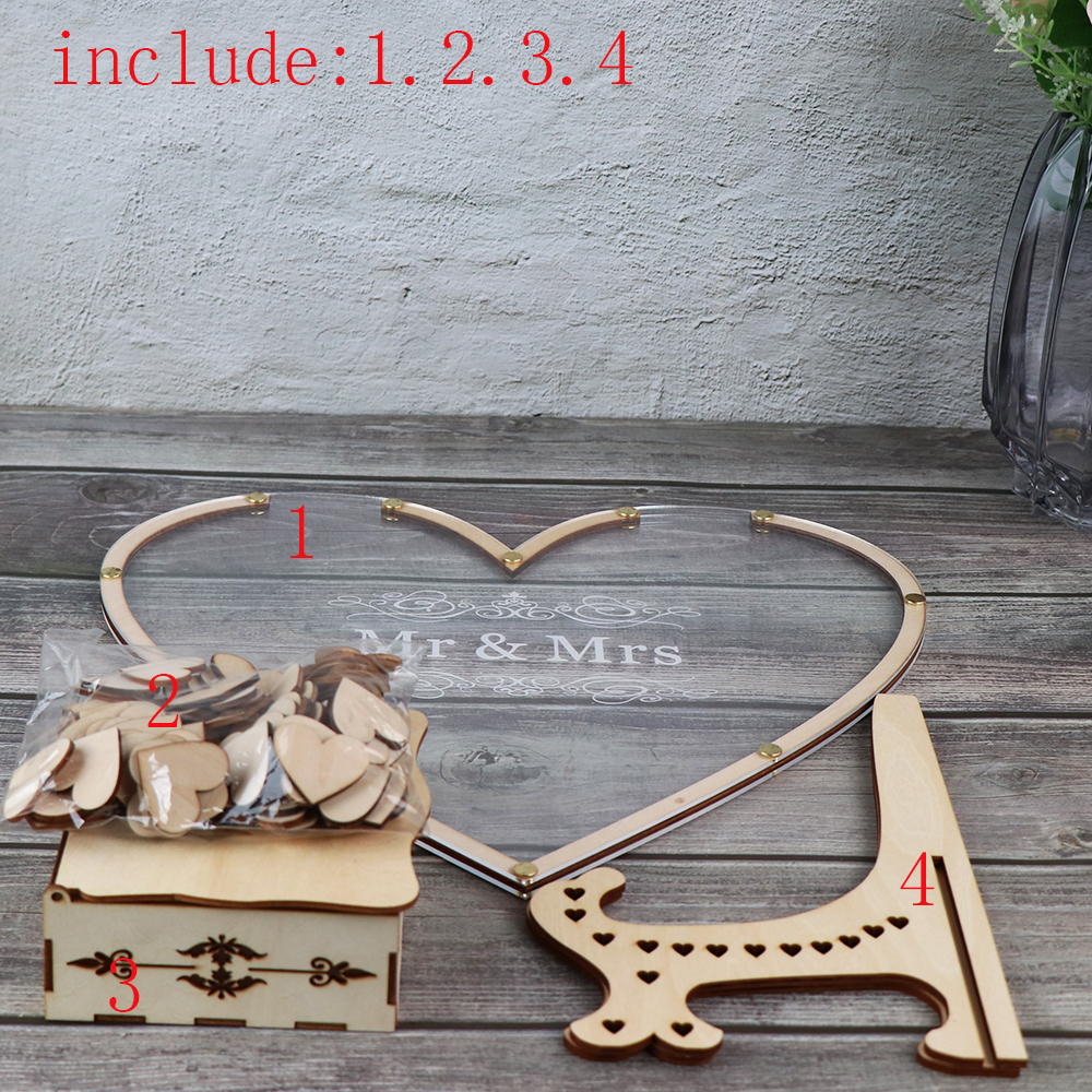 Other Event Party Supplies Heart shape Transparent Wedding guest book Decoration Rustic Sweet Heart Drop box Wedding drop box 3D G283Q