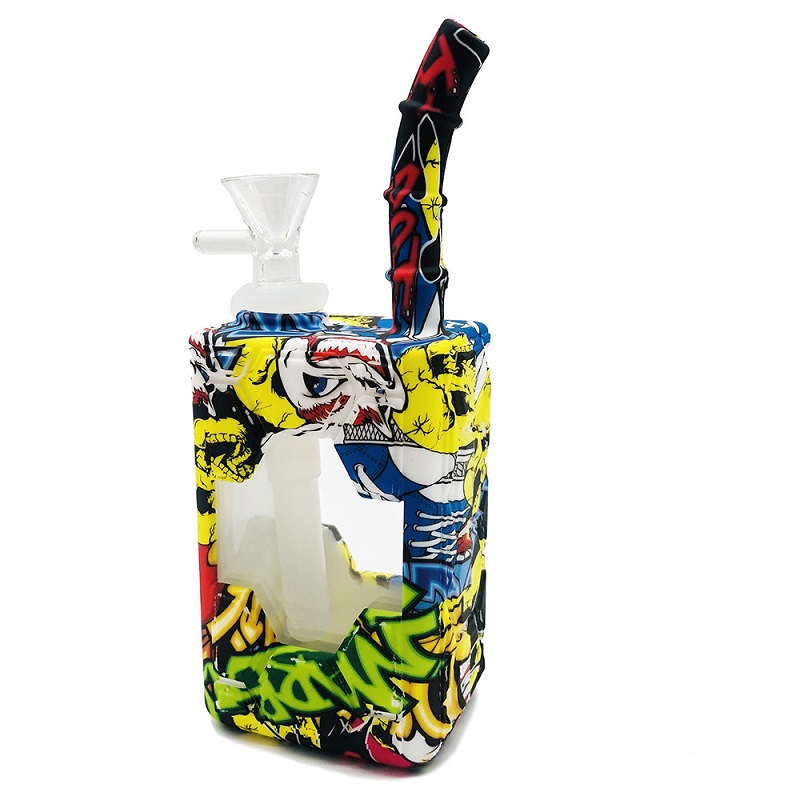 Heady Glass Bong With Removable Mouthpiece & 14mm Bowl Dab Juice Box