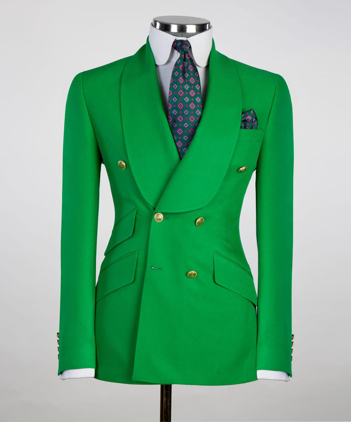 Plus Size Green Wedding Tuxedos dubbelbröstade herrbyxor passar stiliga män prom party formell outfit 2 bitar