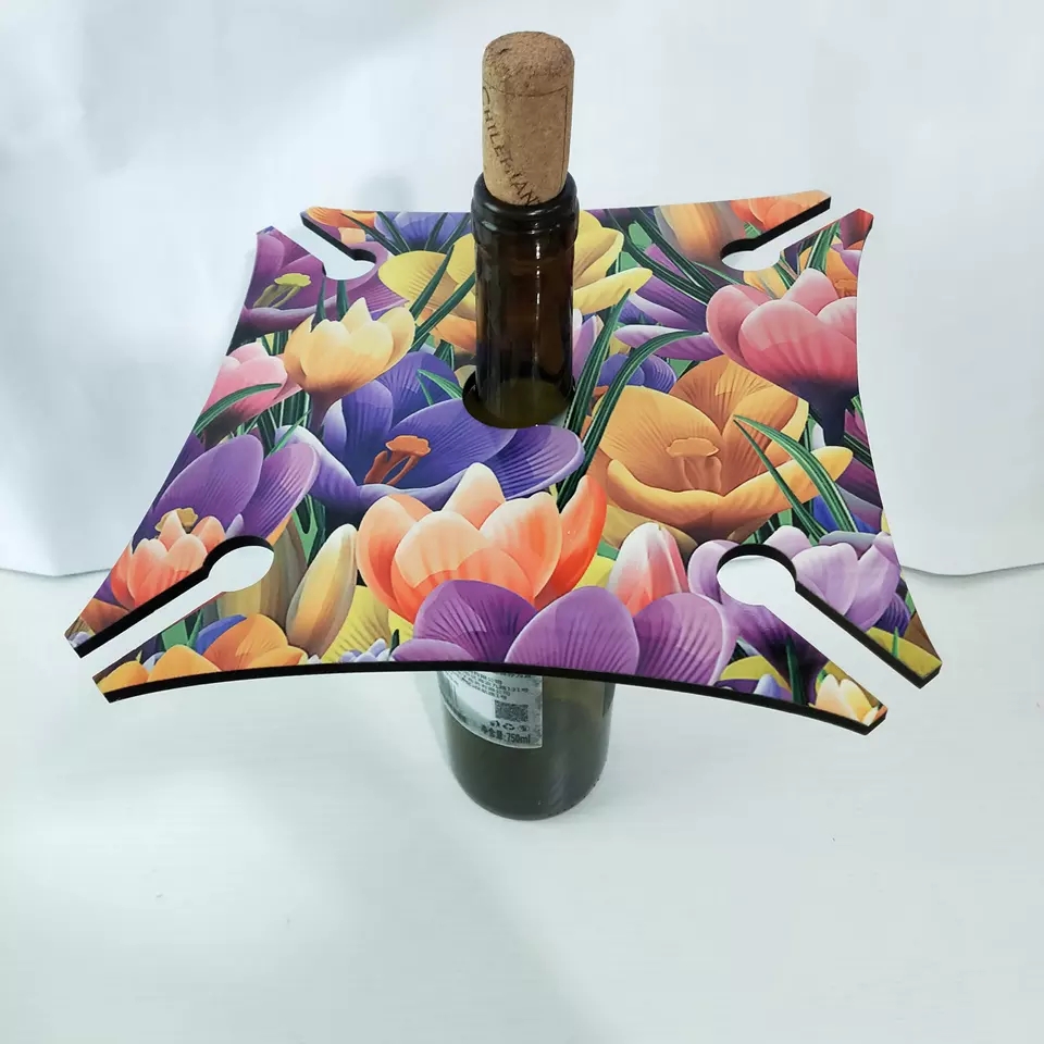 Nowe przybysze sublimacja mdf wina uchwyt na wino drewniany pusty kieliszek kieliszek wino caddy warte