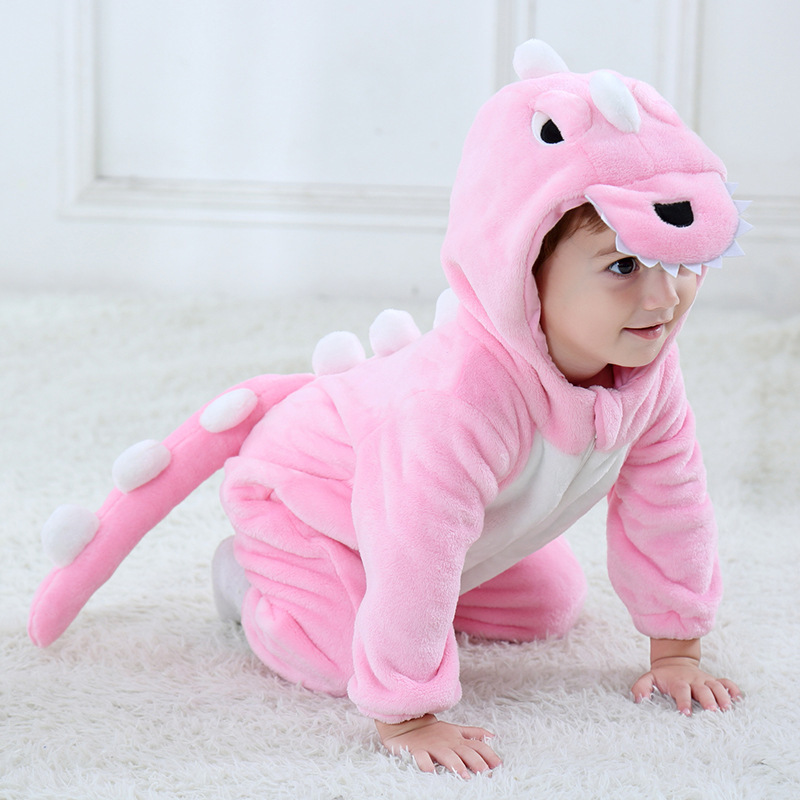 Kinder-Partykleidung, Strampler, Neugeborenes Baby, Dinosaurier-Halloween-Kostüm für Säuglinge, Kleinkinder, Pyjama, Pyjama, Cosplay-Anzug, grün, rot, rosa, dunkelgrün, Mädchen und Jungen, Winter-Outfit