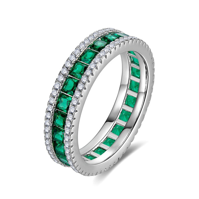 2022 Ny S925 Silver Wedding Ring Borderless Princess Fang Jinggong Full Diamond Micro Set Ring for Women