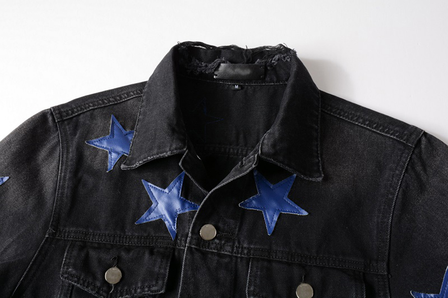 Jeans Jacken Mäntel Europäischen Jean Mantel Hombre Star Männer Stickerei Patchwork Zerrissene Für Trend Marke Motorrad Tops