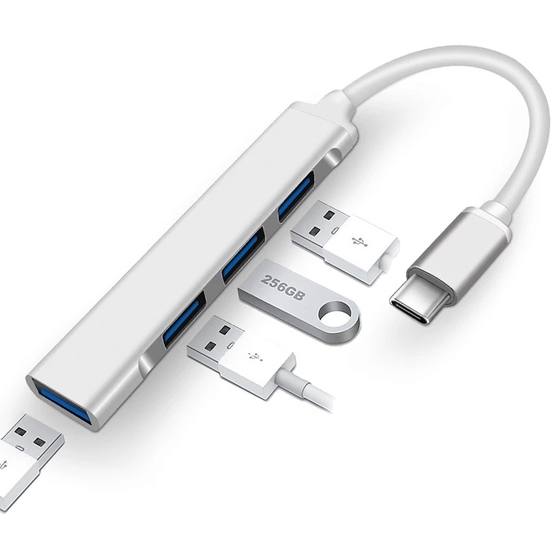 4 bağlantı noktası USB HUB 3.0 Dizüstü Bilgisayar Aksesuarları için USB Splitter'a Genişletici Tipi OTG MacBook 13 Pro Hava PC için Çoklu Yerleştirme İstasyonu