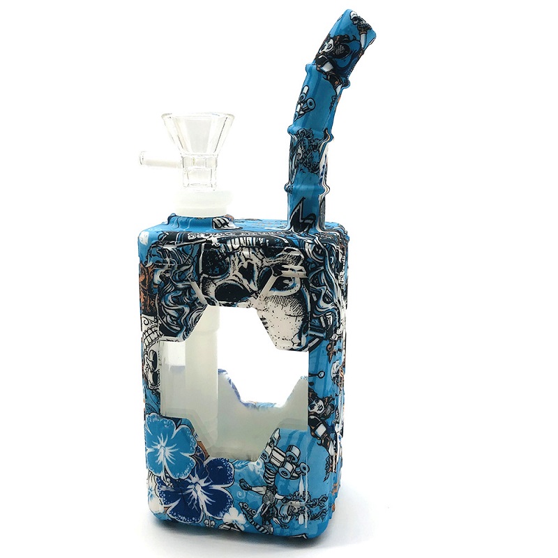 Heady Glass Bong With Removable Mouthpiece & 14mm Bowl Dab Juice Box, Oil Rig, Water Pipe For