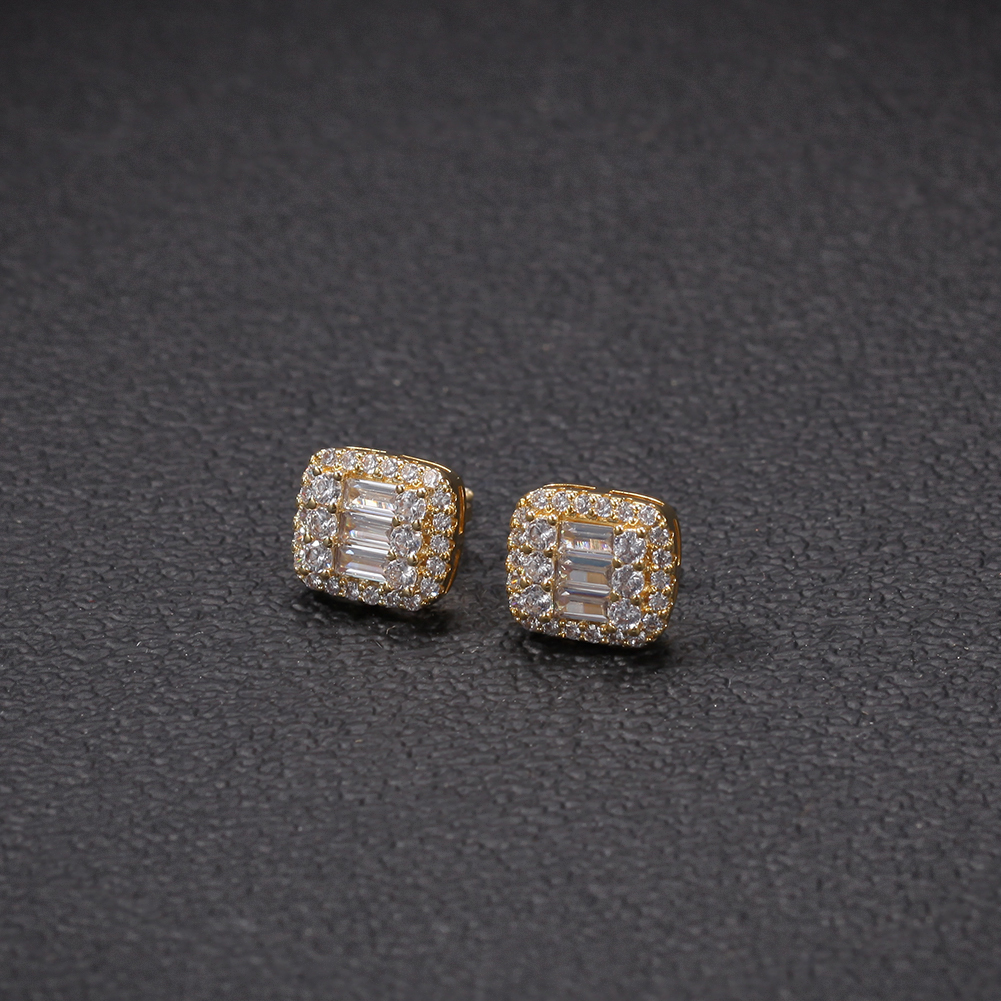 Stud Uwin Baguette Earrings 8x10mm Micro Paled Cubic Zircon Earings Fashion Jewelry Gift 2210313274758