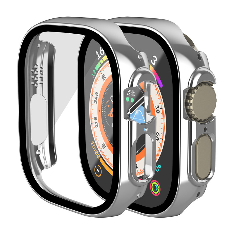 Błyszczące szklane szklane skrzynki do Apple Watch Ultra 49 mm plastikowy twardy zderzak