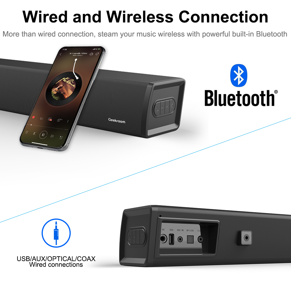 TV 무선 Bluetooth 스피커 용 사운드 바 40W BT 5.0 서라운드 스테레오 유선 사운드 바 내장 서브 우퍼 스피커 홈 221101