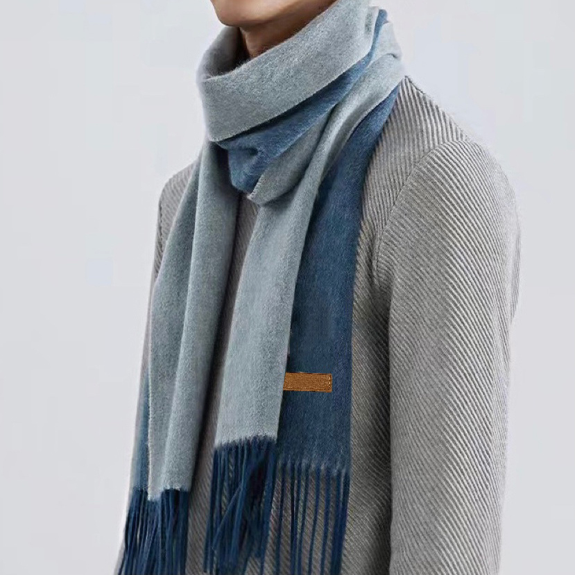 Diseñador Azul Cachemira Bufanda Abrigo Reversible Invierno Cálido Mantón Pashmina para Hombres Mujeres 3254