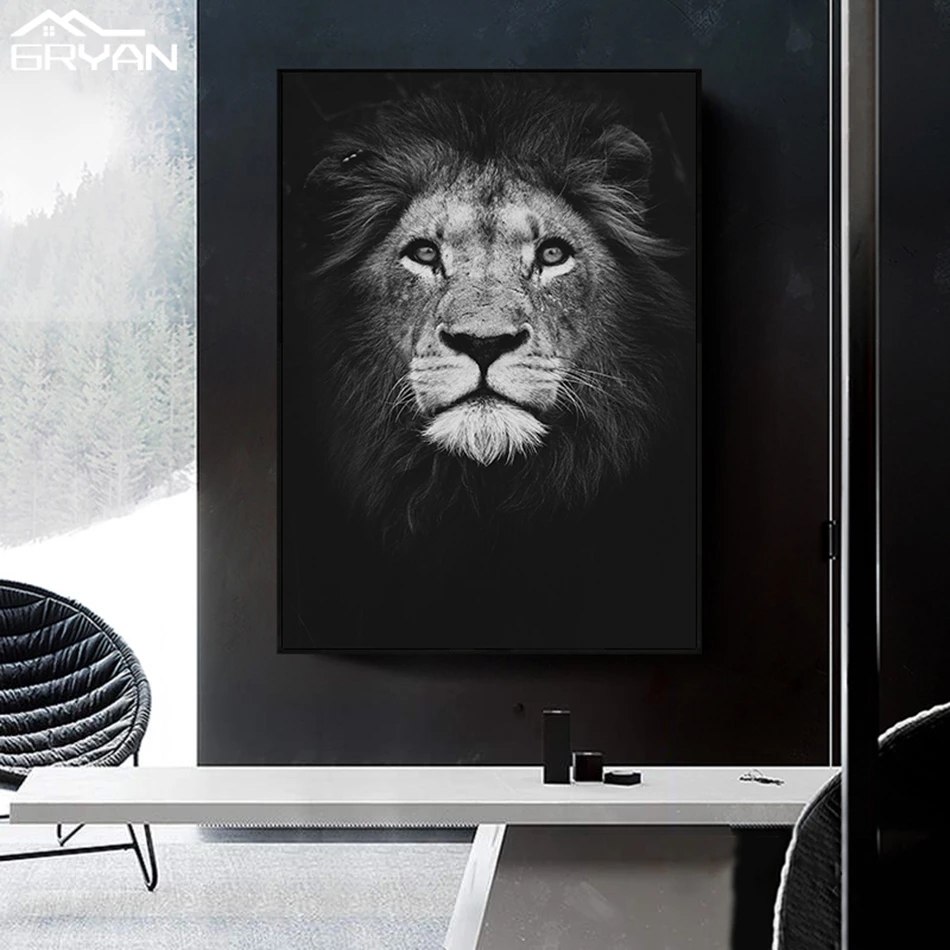 Animal Canvas Painting Wall Art Lion Elephant Horse Posters en prints Wandfoto's voor woonkamer decoratie Home Decor Frameless