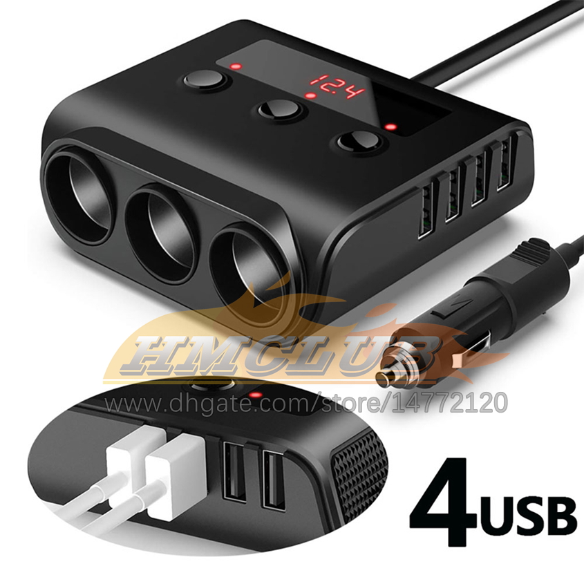 CC257 120-W-Zigarettenanzünder-Adapter, QUICK CHARGE 3.0, 12 V/24 V, 3 Steckdosen, Stromverteiler, DC-Steckdose mit 8,5 A, 4 USB-Anschlüsse, Autoladegerät