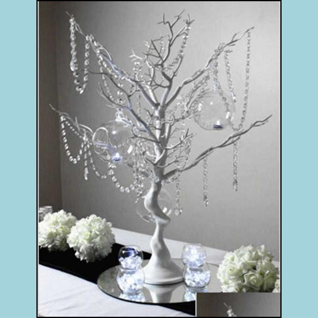 Decorazione feste 30 Manzanita Tree artificiale Centrotavola bianca Cantropietto da strada Tabella principale Decorazione del matrimonio 20 catene di cristalli261q3485