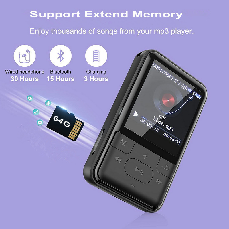 MP3 MP4 플레이어 음악 플레이어 지원 32GB 64G TF 카드 슬림 클래식 디지털 LCD 1.54 ''화면 미니 FM 라디오 음성 레코더 221101