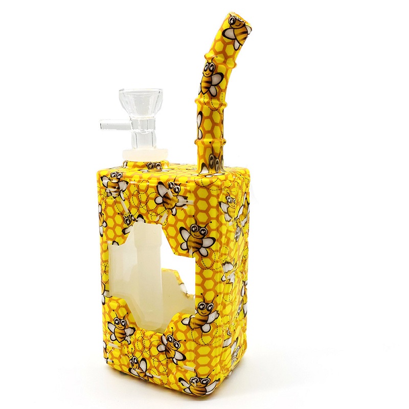 Heady Glass Bong With Removable Mouthpiece & 14mm Bowl Dab Juice Box, Oil Rig, Water Pipe For