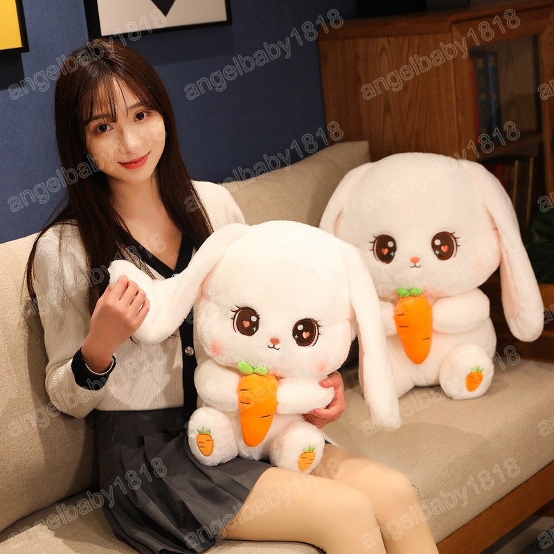30-50cm sevimli doldurulmuş havuç tavşan peluş yumuşak oyuncaklar tavşan çocuk yastık bebek çocuklar için yaratıcı hediyeler bebek uyku oyuncakları