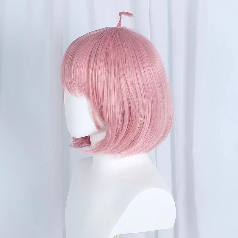 Spy-familie Anya Vorder Cosplay Synthetische haarpruiken met pony Roze Wig Perruques de Cheveux Humains P398