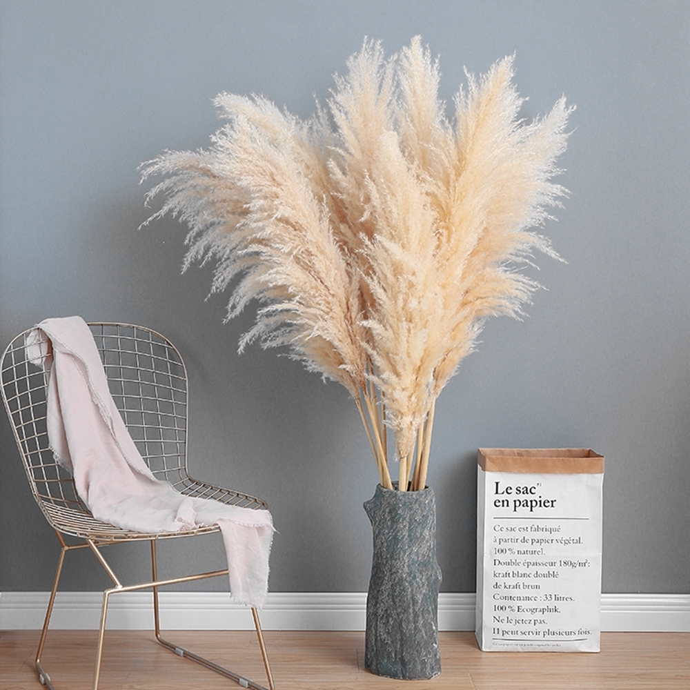 Erva floral falsa 80-120 cm Pampas Grama Grande Natural Branco Cinza Flores Secas Buquê Fofo para Casa Boho Decoração Decoração de Casamento 221031