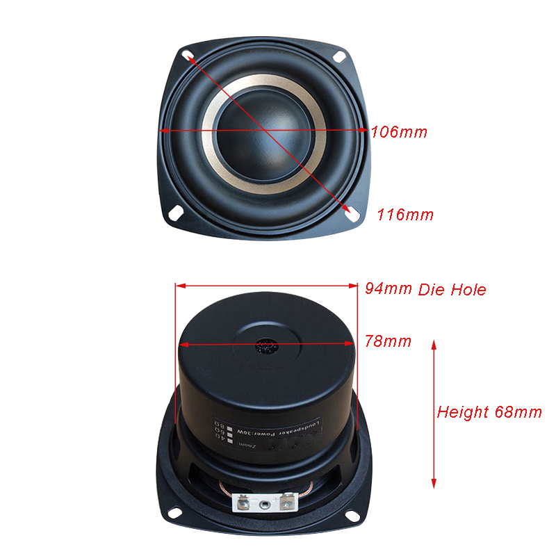 휴대용 스피커 서브 우퍼 100W 4 인치베이스 4ohm 8ohm 4 층 보이스 코일 자동차 오디오 홈 시어터 DIY 221101