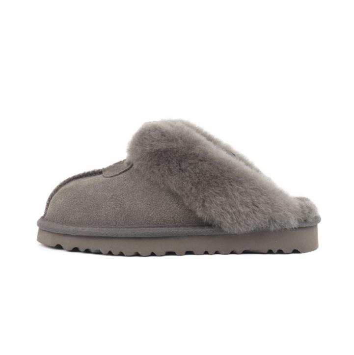 women winter slippers designer fur slides Chestnut black pink grey cold proof thick bottomed sandals shoes size 35-45