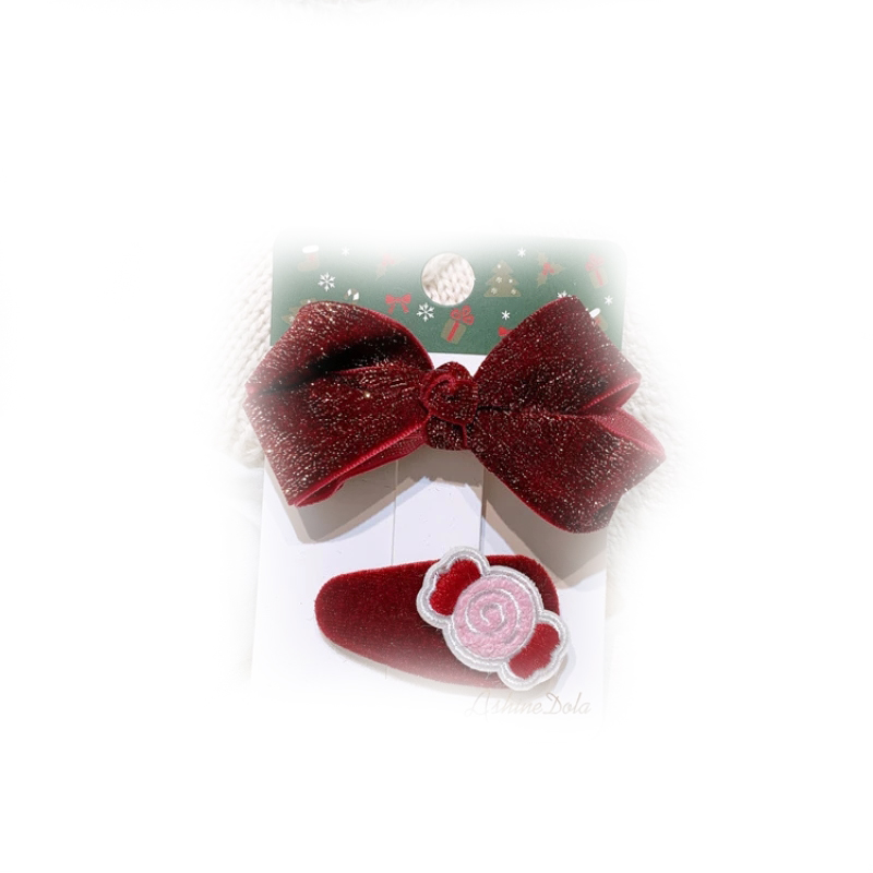 New Korean Sweet Girl Princess Cute Velvet Bow Hairpins Headwear Fashion Children's Christmas BB Clip Hair Accessories