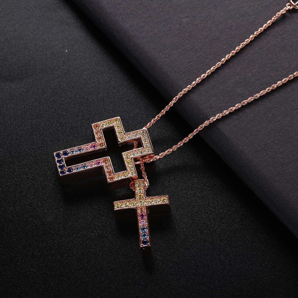 Ожерелья с подвесками Slovecabin 925 Silver Rainbow Cross Letter D Move Chain For Women Men Belle Epoque Luxury Fine Jewelry Gift 221031