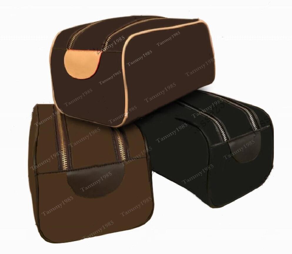 Designer Double fermeture éclair hommes voyageant sac de toilette femmes laver grande capacité sacs cosmétiques trousse de toilette sacs de maquillage cas marron fl291m