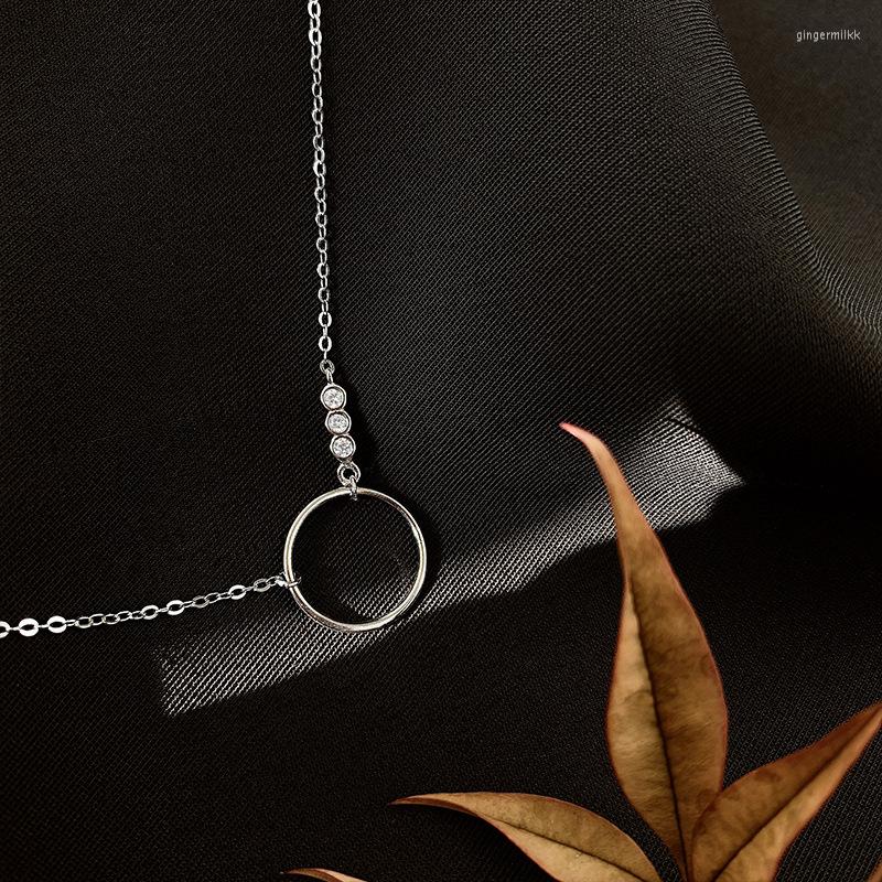 Girocollo stile semplice cerchio geometria catena collana designer zircone lucido rotondo ragazza donna gioielli di moda208a