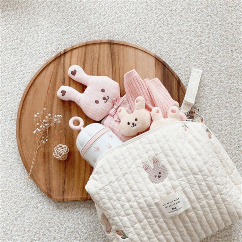 Wickeltaschen Baby-Accessoires Kinderwagentasche geboren Organisieren Korb Mama Wickeltasche für Baby Stickerei Bärendruck Mamatasche Reisereißverschluss 221101