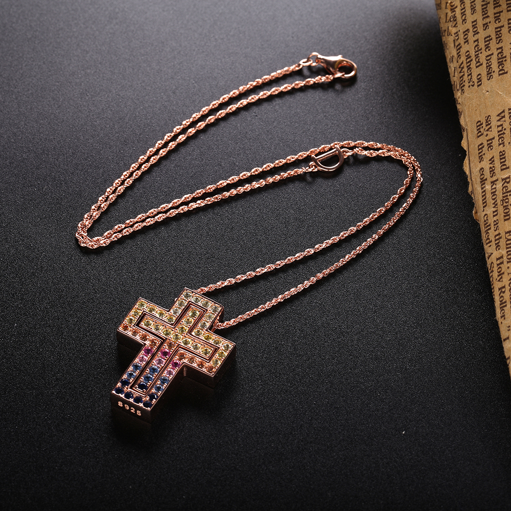 Ожерелья с подвесками Slovecabin 925 Silver Rainbow Cross Letter D Move Chain For Women Men Belle Epoque Luxury Fine Jewelry Gift 221031