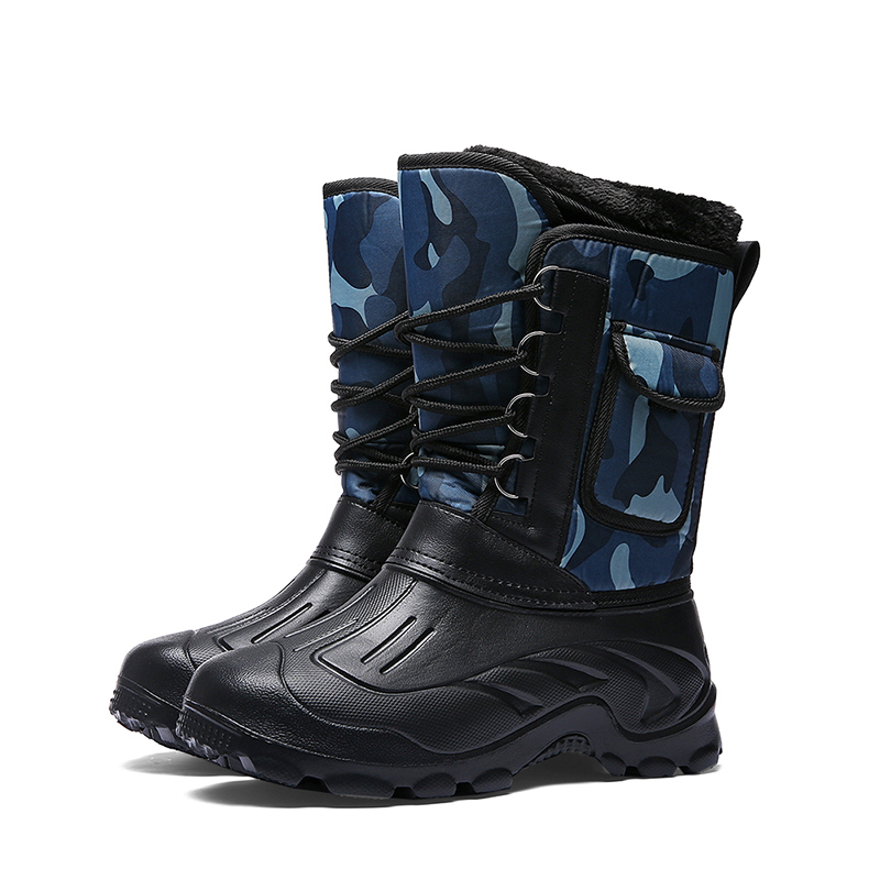Rain Boots Winter Snow Men أحذية غير مقاومة للانزلاق مع الفراء أفخم دافئ ذكر غير رسمي منتصف العرف على عمل Fishing Boot 221101