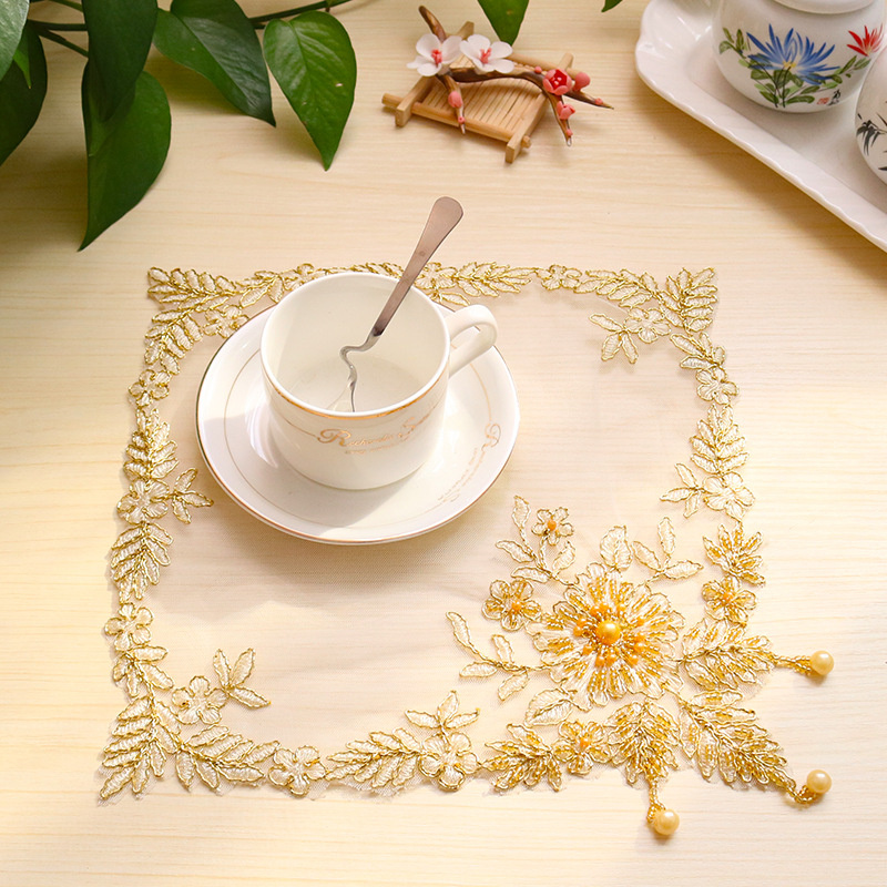 Lace Doilies Lace Embroidery Place Mats 27cm French Retro Table Mat Flower Pads Home Decoration