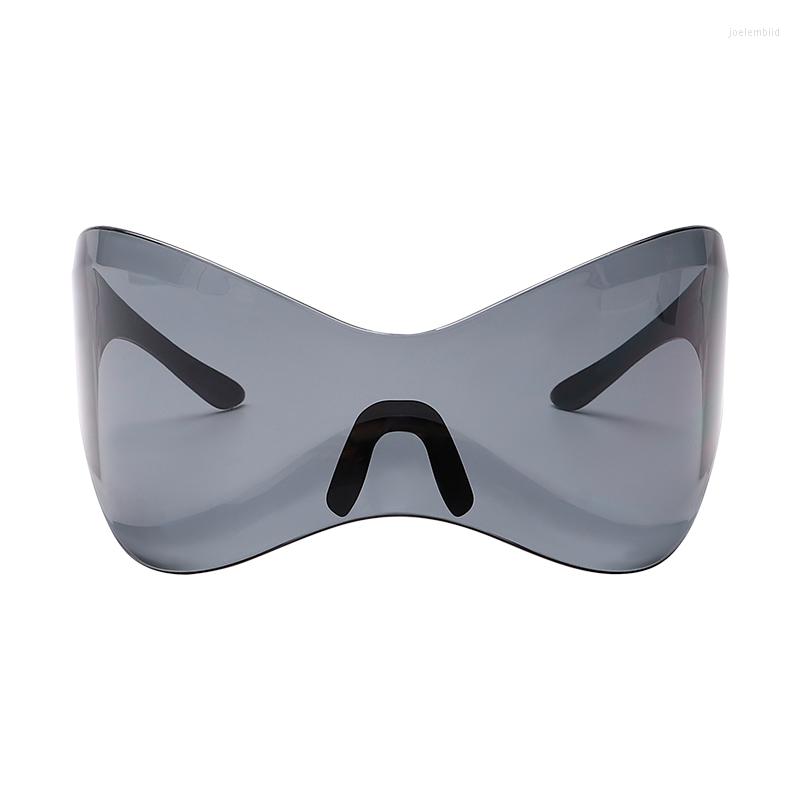 Lunettes de soleil surdimensionnées Punk Sport Futuriste Femmes Y2k Marque Designer Lunettes de soleil Hommes Mode Sans monture Argent Lunettes Goggle Oculos2760