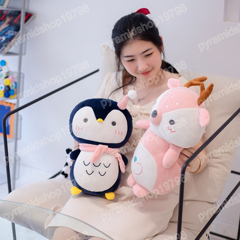 35 cm adorabile pinguino leone cervo bambole di peluche giocattoli animali carini morbido cuscino imbottito bambini bambini ragazze regali di compleanno