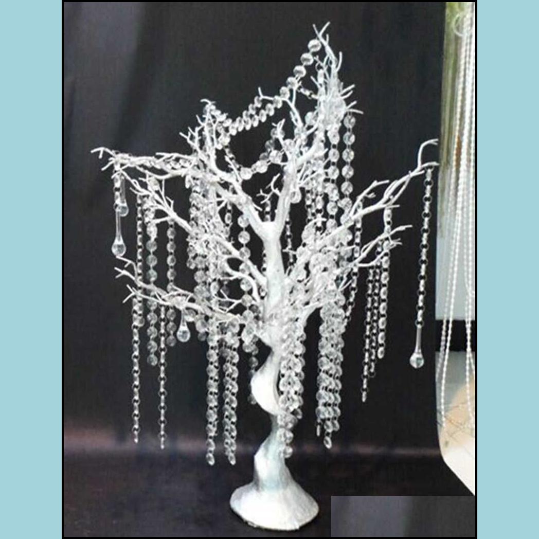 Party-Dekoration, 30 Manzanita-Kunstbäume, weißes Herzstück, Party-Straßenführung, Tischdekoration, Hochzeitsdekoration, 20 Kristallketten261Q307O