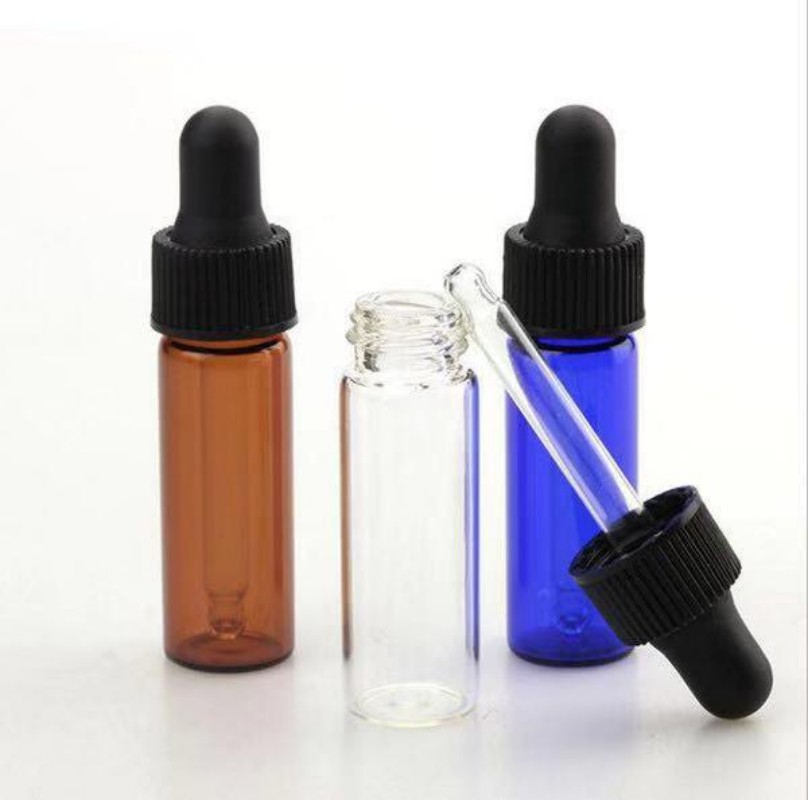 4ml Amber Clear Blue Mini Glass Bottles Essential Oil empty bottle With glass Dropper