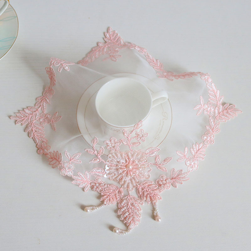 Lace Doilies Lace Embroidery Place Mats 27cm French Retro Table Mat Flower Pads Home Decoration