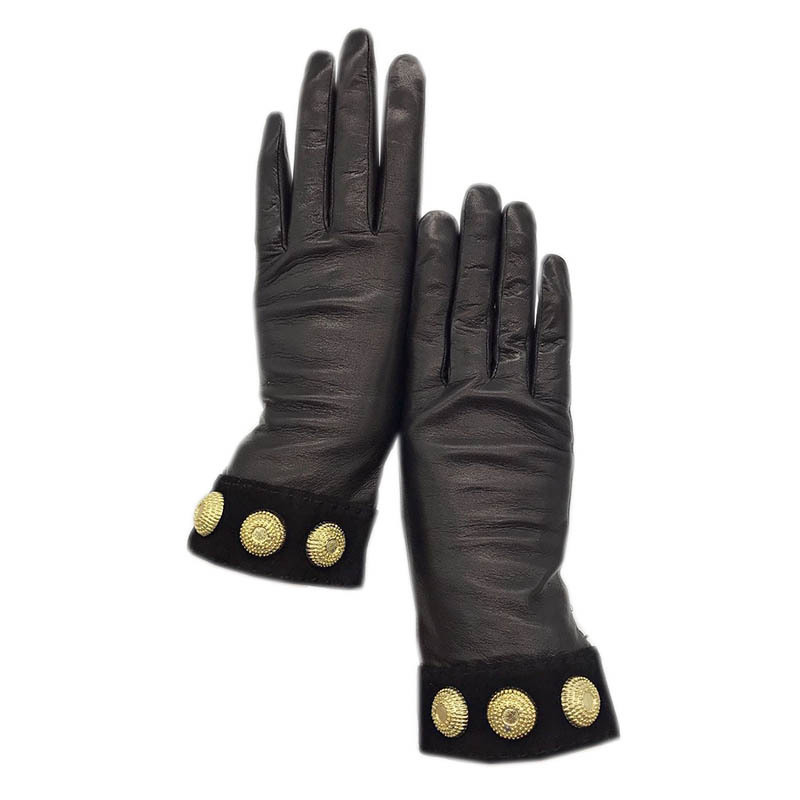 Five Fingers Gloves Winter Ladies Fashion Sheepskin Black High Quality Comfortable Soft Leather Wool Lining Gift Luxury 221031