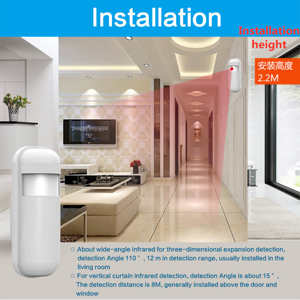 إكسسوارات الإنذار 433 MHz EV1527 Wireless Mini PIR Motion Sensor Detector الأشعة تحت الحمراء للنظام المنزلي 221101