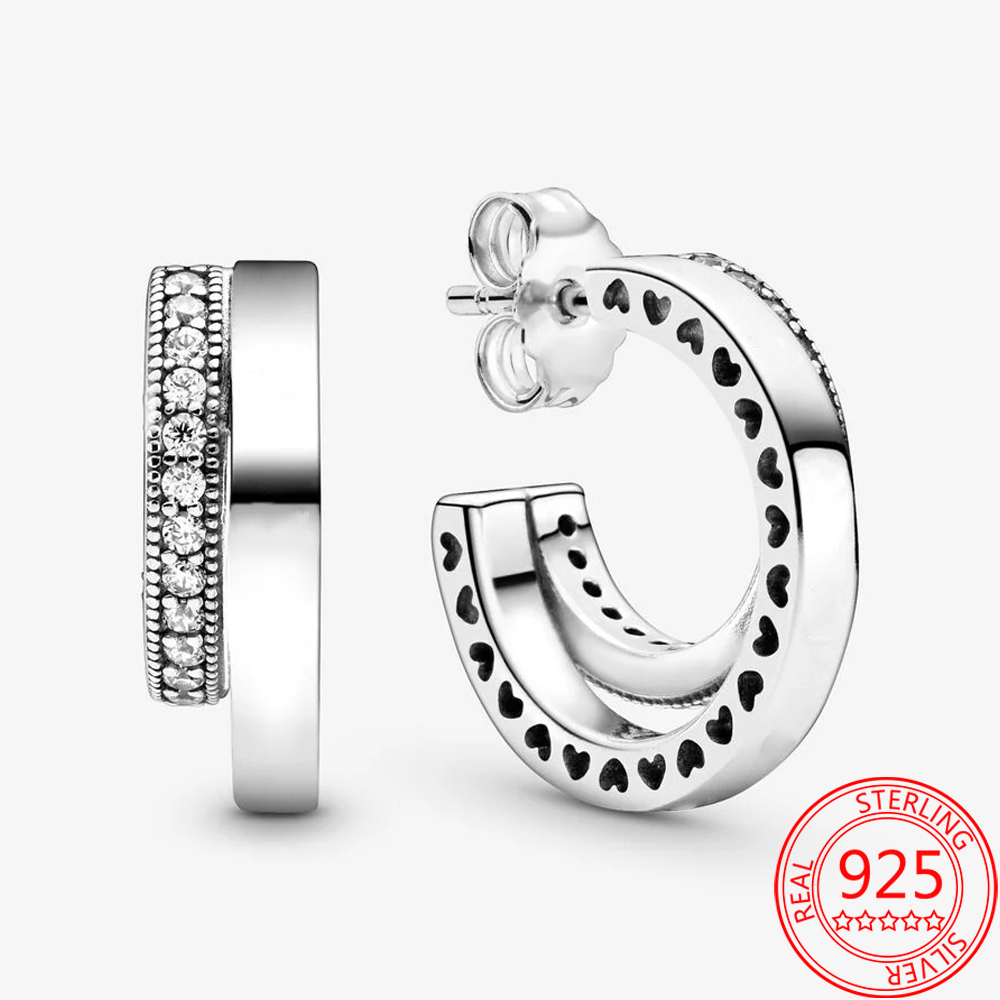 The New Popular 100%925 Sterling Silver Charm Earrings Star Snail Hoop Earrings Crown Pandora Ms. Jewelry Fashion Accessories Suitable for Birthday Gifts