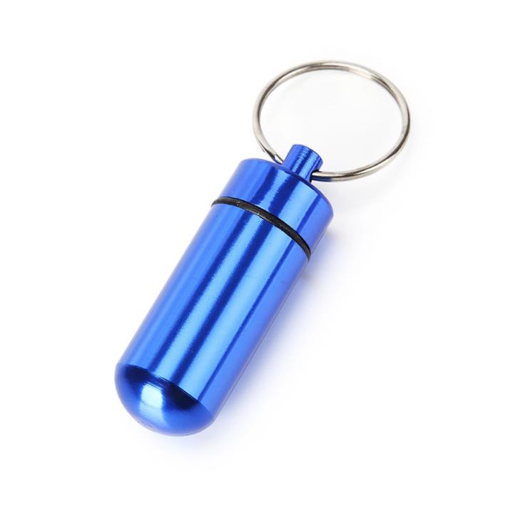 Viagem Liga de alumínio Caixa de comprimido à prova d'água Caixa de comprimido Chain Chain Medicina Organizador de armazenamento Bottle Solder Keychain SN57