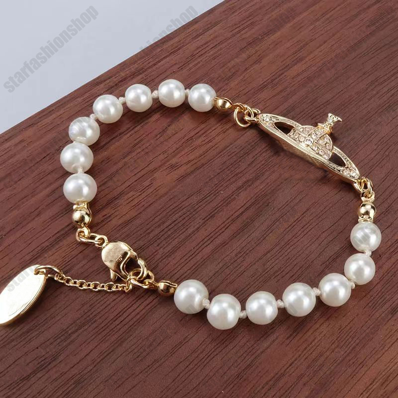 Bracciale di Saturno con box perla con perle a filo Diamond Tennis Planet Braccialetti Woman Gold Designer Jewelryfashion Accessori
