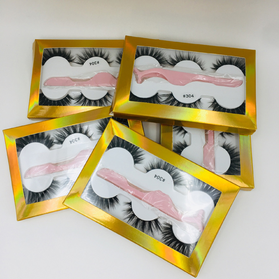 Thick Curly Mink False Eyelashes Soft & Vivid Handmade Reusable Multilayer Fake Lashes Extensions with Eyelash Tweezer 6 Models Easy to Wear DHL