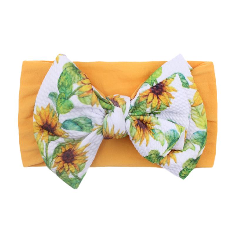 Baby Cute Bow Headband Soft Elastic Nylon Hair Accessories Kids Gedrukte hoofdomslag Bandana Pasgeboren babyproducten