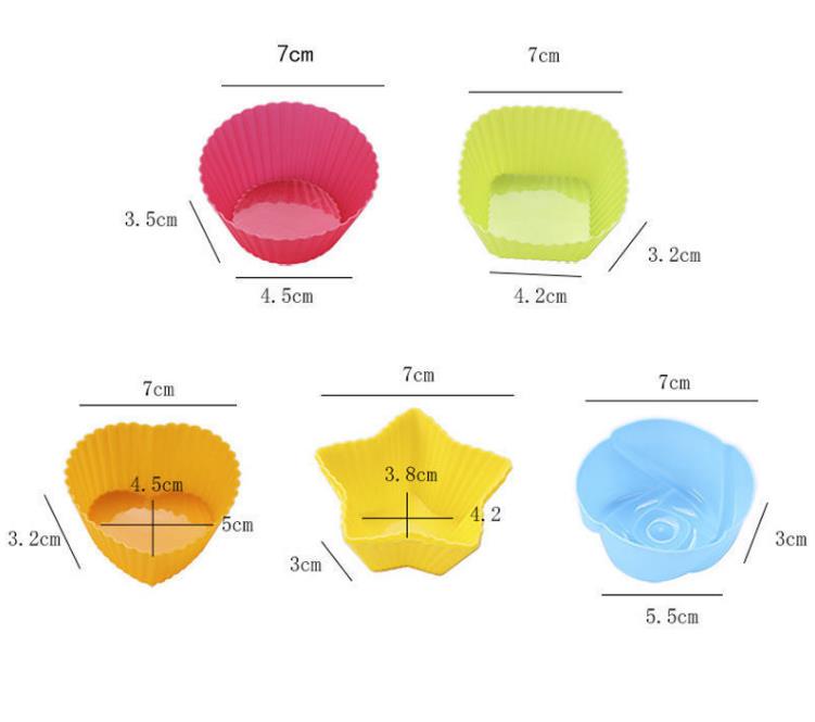 シリコンカップケーキ型ローズスターハートラウンド形状のマフィンカップケーキカップベーキング金型キッチンベイクウェアメーカートレイケーキ装飾ツールSN47