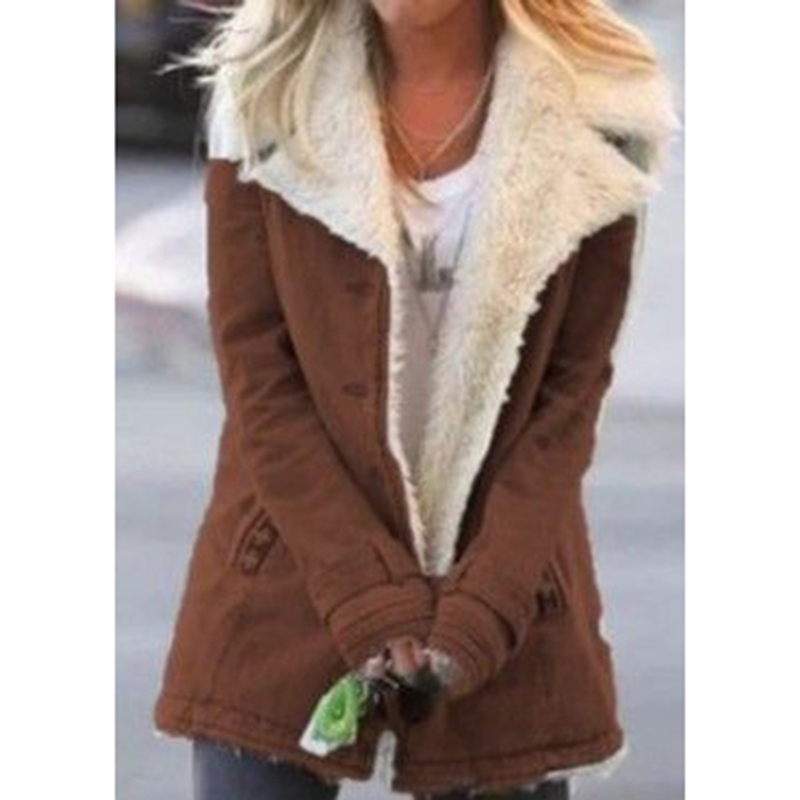 Vestes femme polaire femme à manches longues chaud rembourré hiver épais laine manteau Vintage automne veste