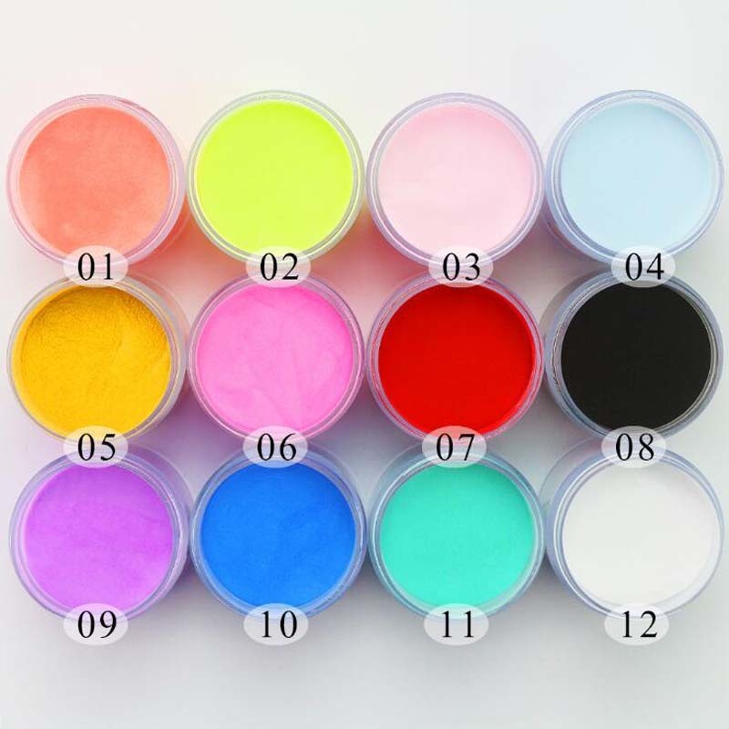 Akrylpulver vätskor 12 flaskor kit nageluppsättning färgade doppning naglar förlängning damm grossist professionella partier dekor 221102