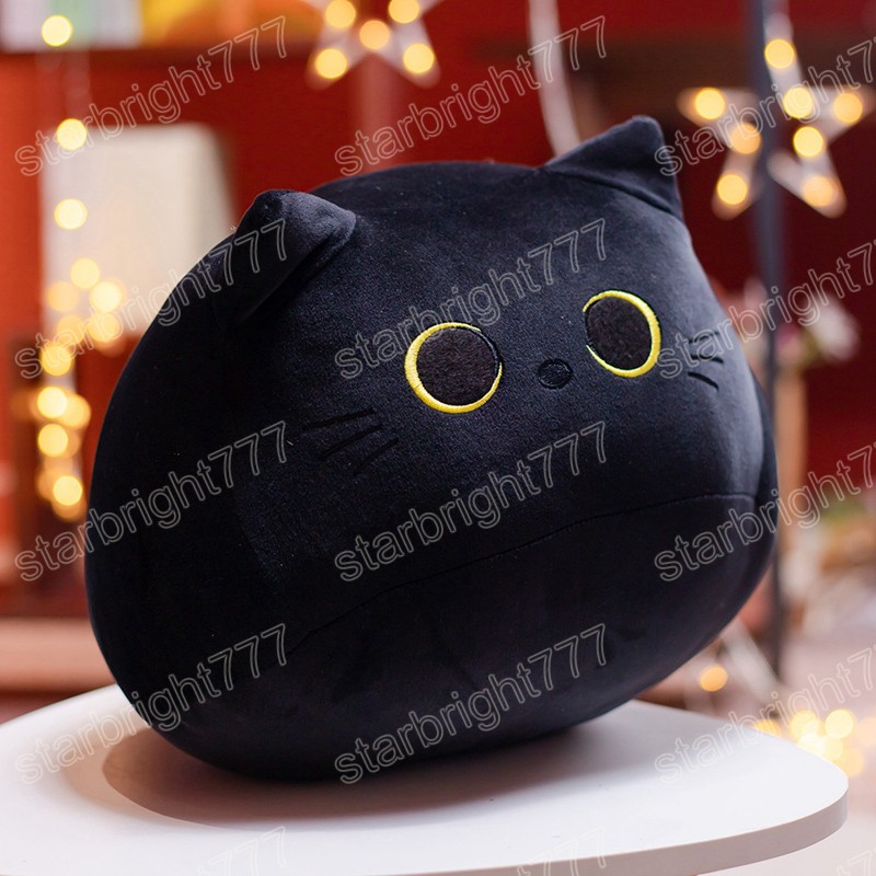 18-40cm kawaii chat noir toys peluched rond rond rond cat oreiller sieste coussin créatif cadeau d'anniversaire de Noël pour les enfants