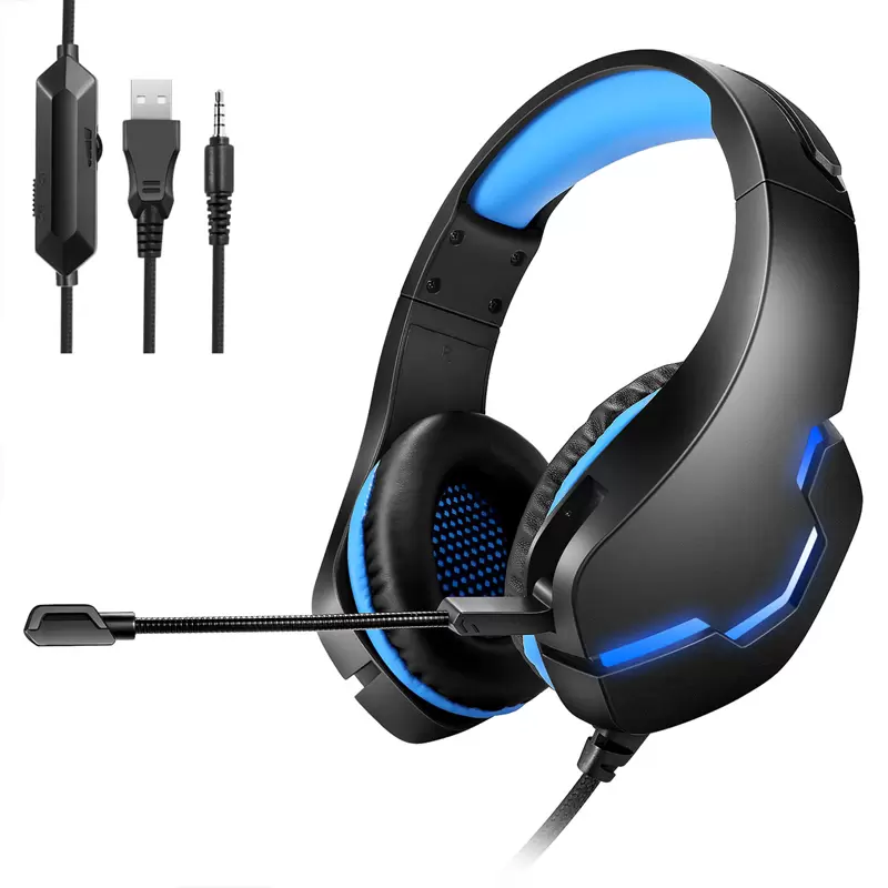 Słuchawki do gier Over-Ear Control zestaw słuchawkowy 3,5 mm USB RGB Ergonomiczna linia regulowana opaska na komputer J10